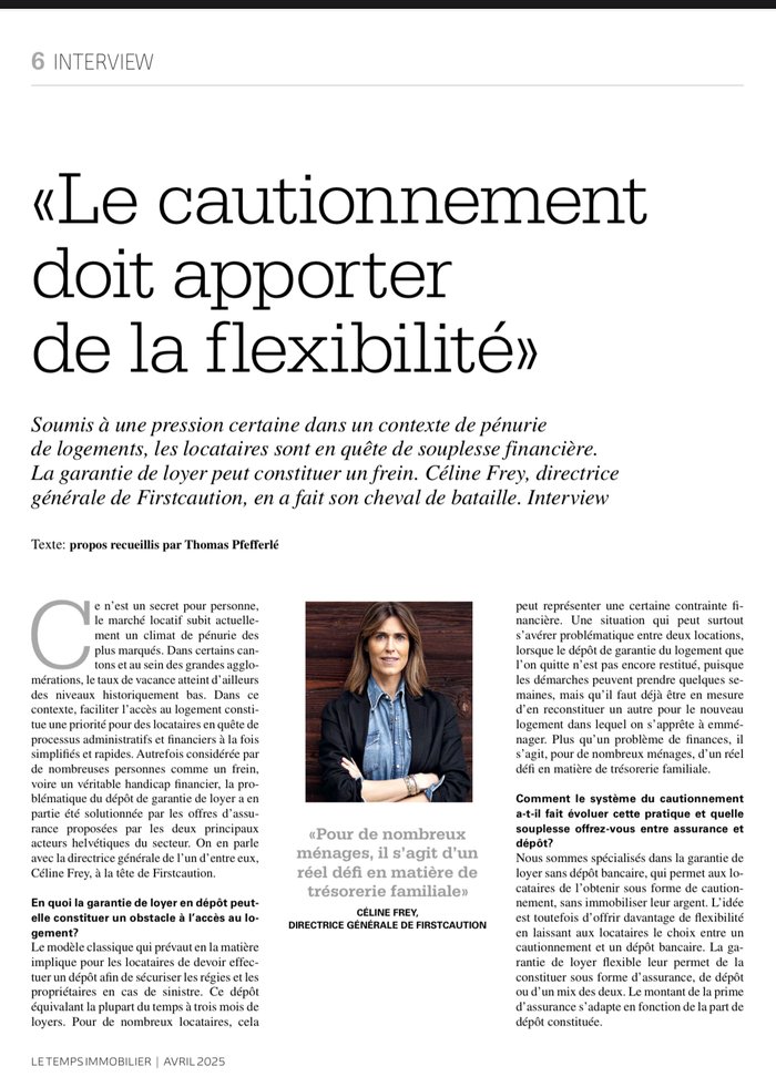 article presse_complément Le temps_CF & le cautionnement_avril 2025